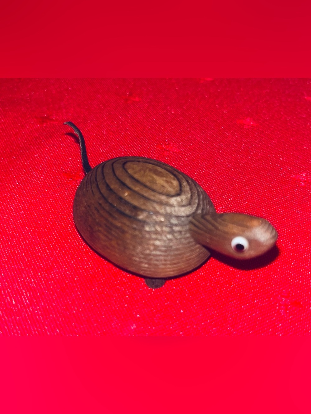 Rare vintage mid-century teak wood turtle figurine, manufactured in Japan OMC